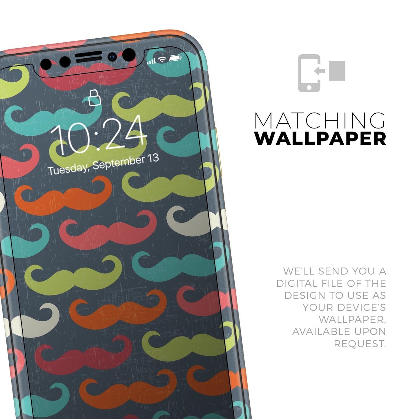 Colorful Scratched Mustache Pattern - Skin-Kit compatible with the